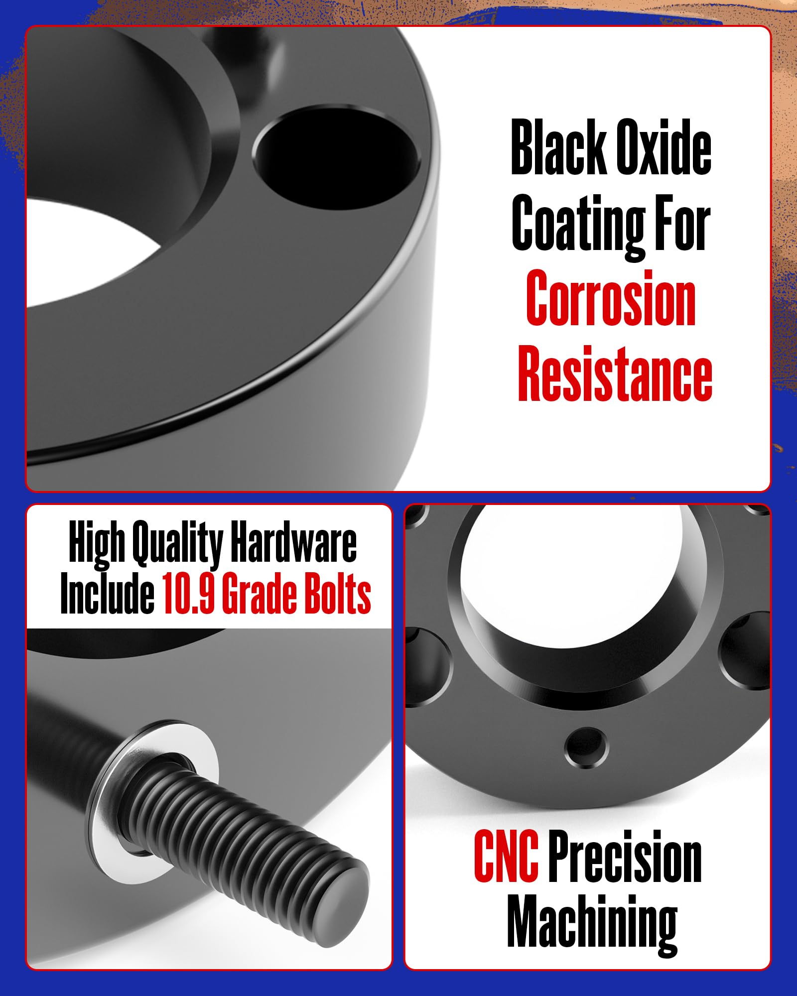 SUCOSO black oxide finish detail resisting corrosion on spacers