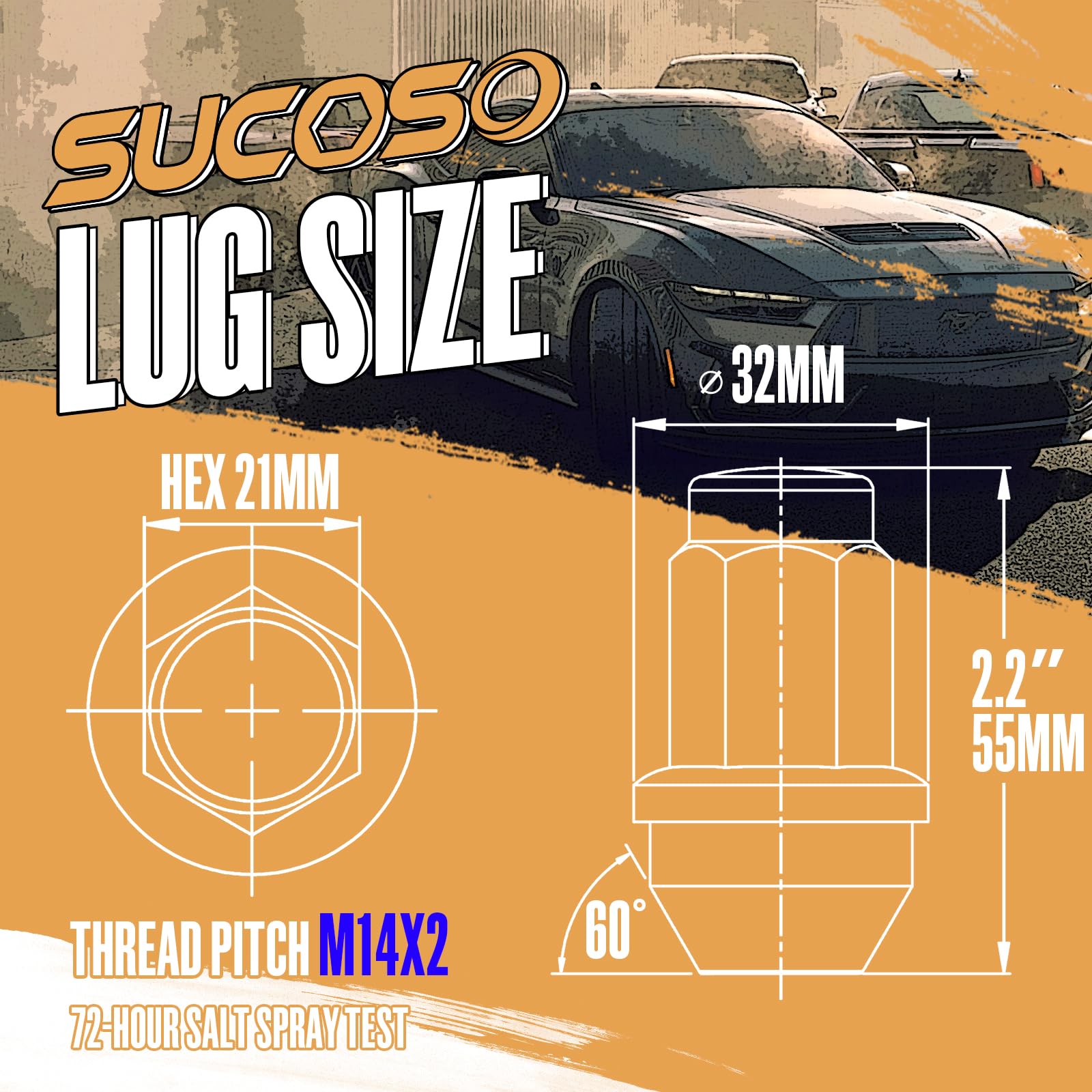 SUCOSO close-up of M14x2.0 threads for precise, reliable engagement