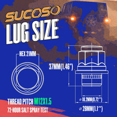 SUCOSO close-up of M12x1.5 threads for precise OEM fit and secure engagement