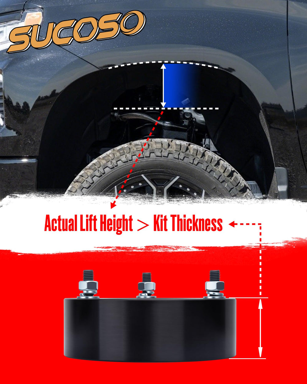 SUCOSO before-and-after front height comparison for added clearance