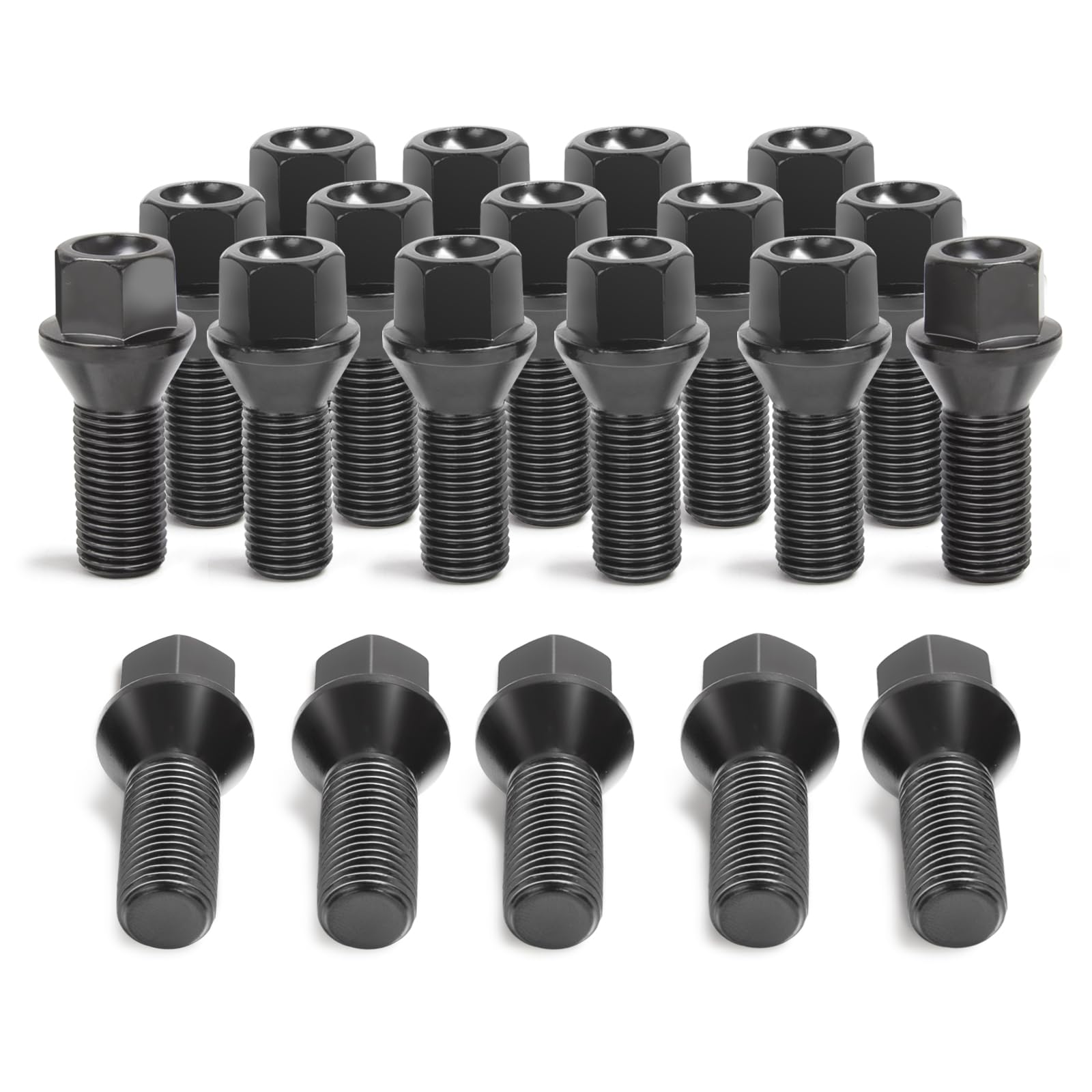 SUCOSO front view of 20-piece lug bolt set showing full kit and benefit of complete replacement