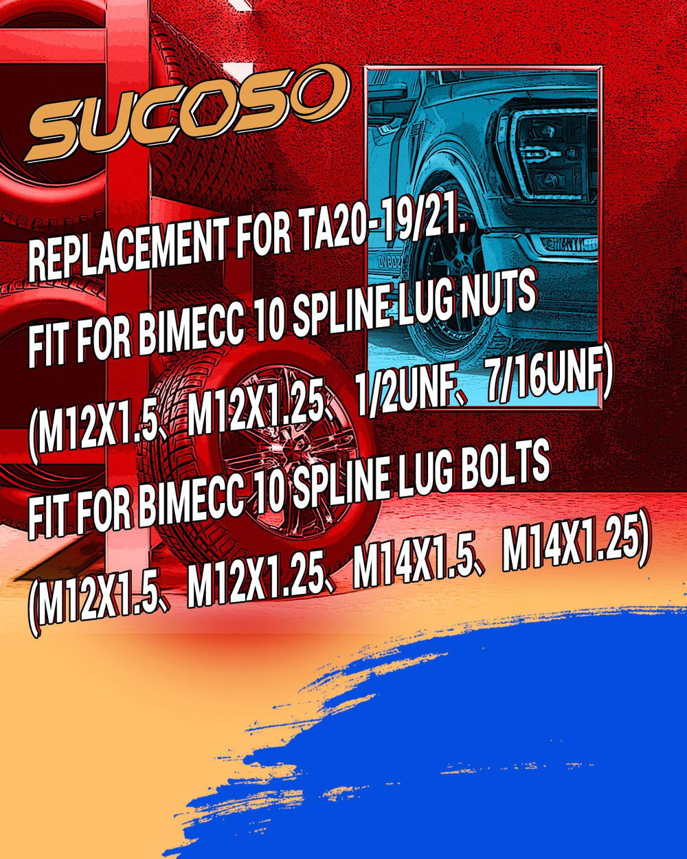 SUCOSO hex drive close-up showing 19mm and 21mm hex options for tool fitment