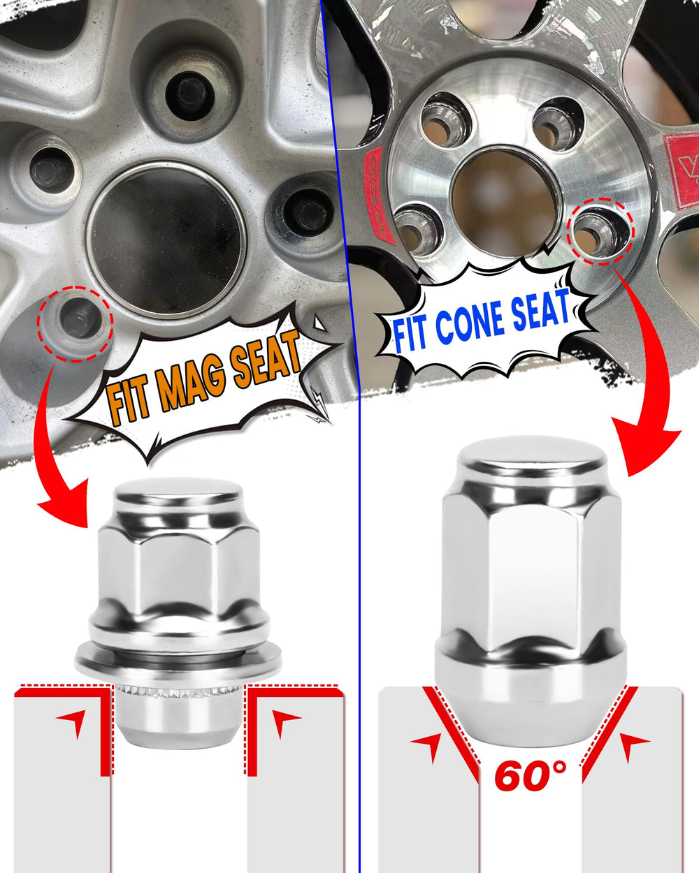 SUCOSO lug nuts installed on Toyota Tacoma wheel demonstrating direct-fit benefit