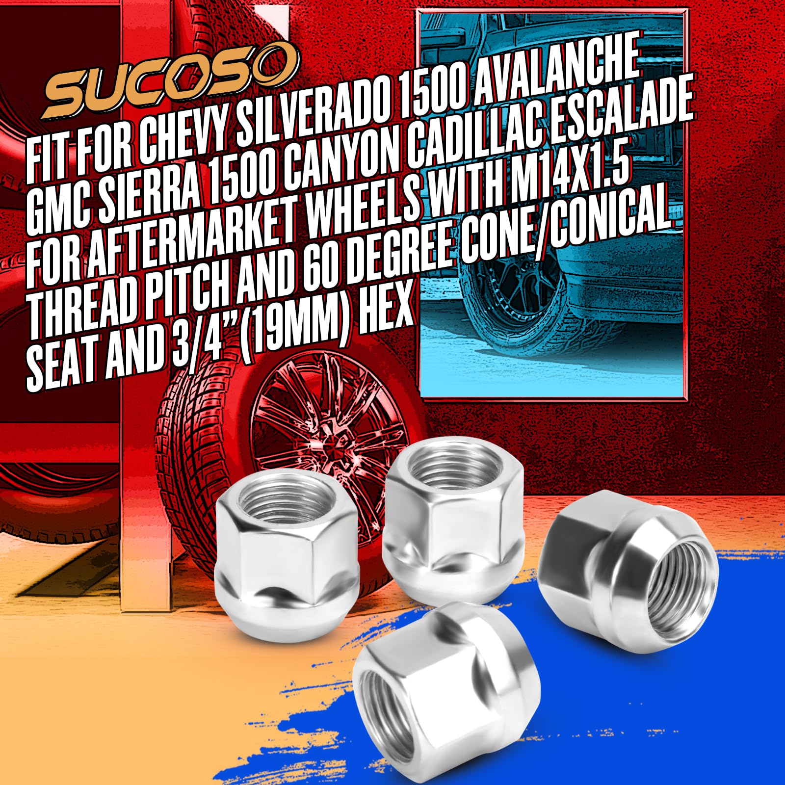 SUCOSO side profile of open-end lug nut showing correct seat and fitment