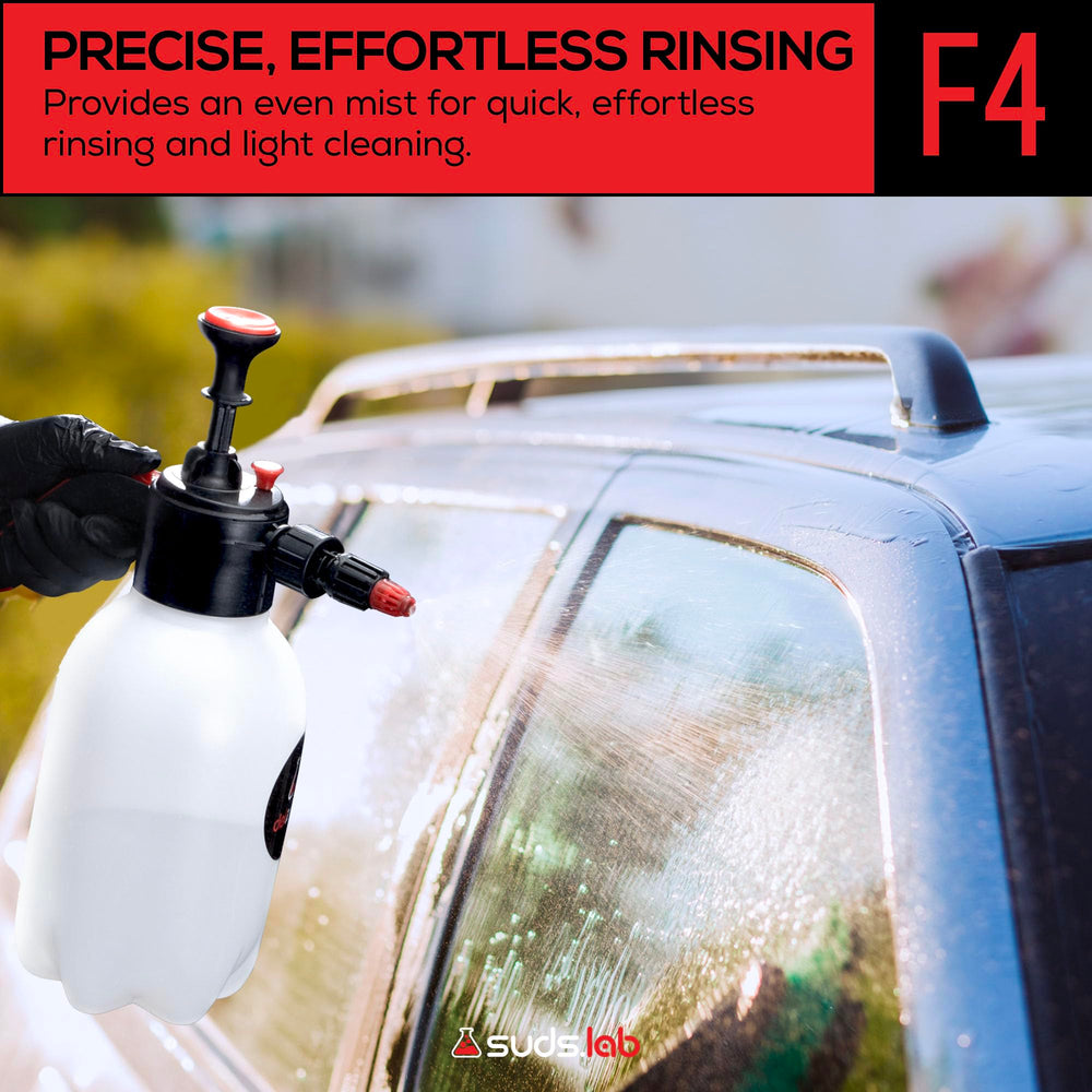 suds.lab using F4 in garden spraying plants gently with adjustable mist benefit