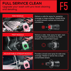suds.lab three interchangeable nozzles displayed for versatile spray pattern control benefit