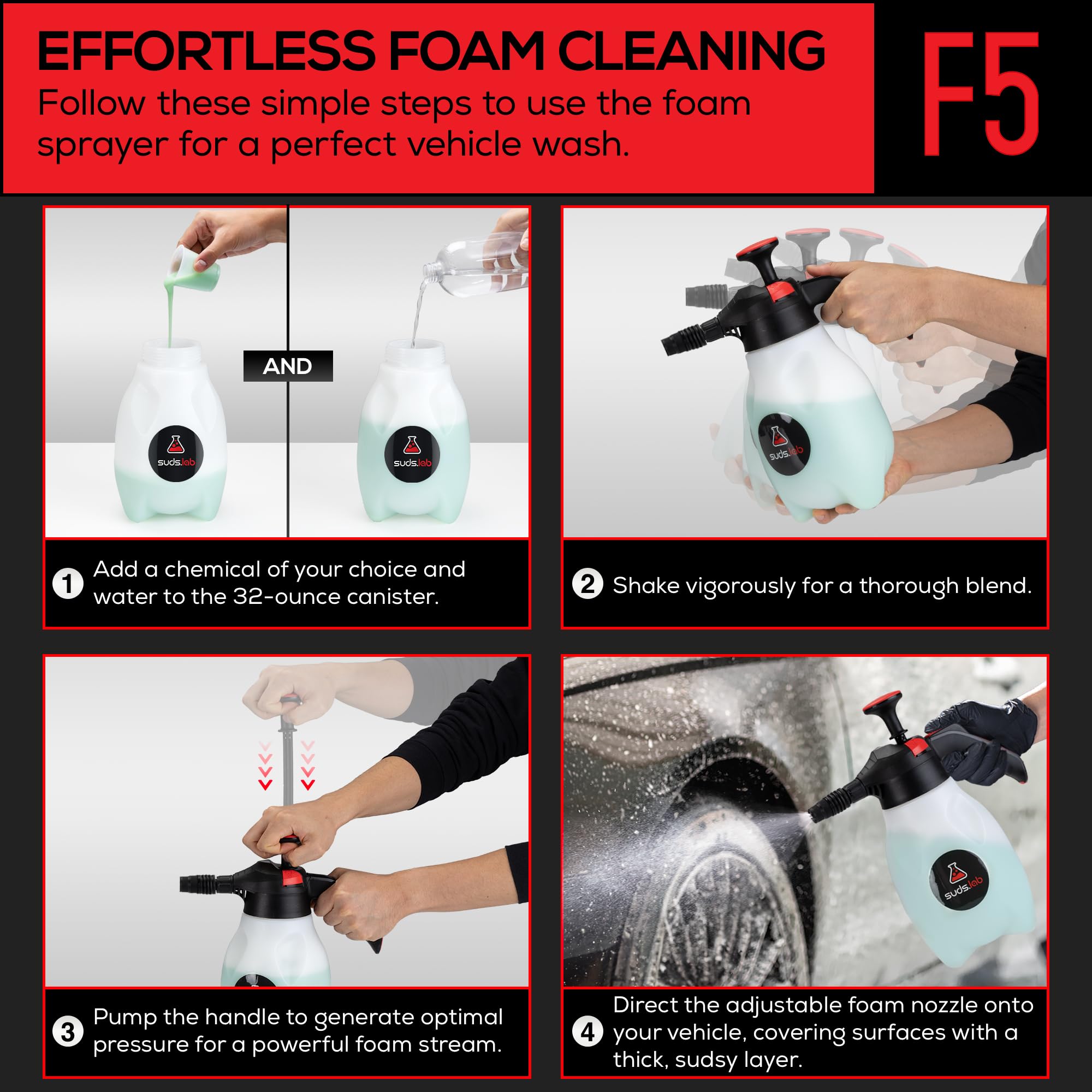 suds.lab bottle filled with detergent showing compatibility with common cleaners benefit