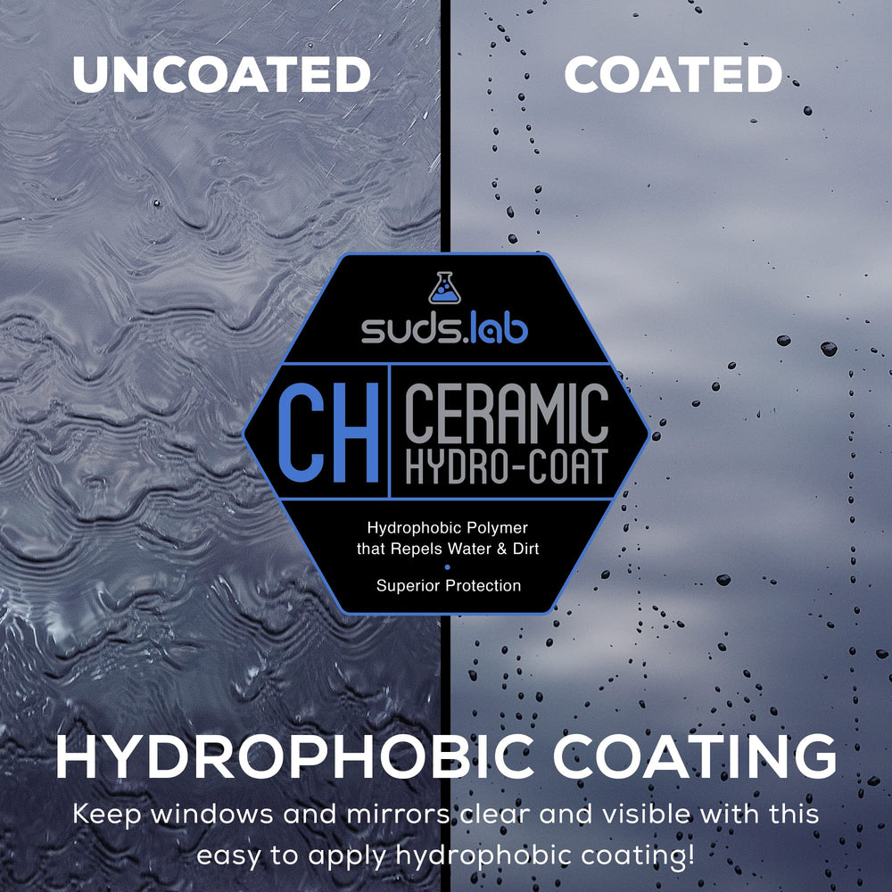 suds.lab windshield water beading illustrating clearer visibility when wet