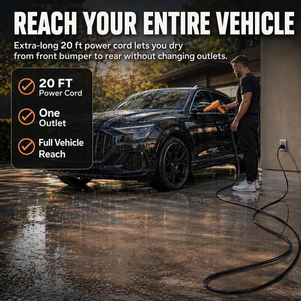 suds.lab 20 ft cord stretched to show extended reach and convenience
