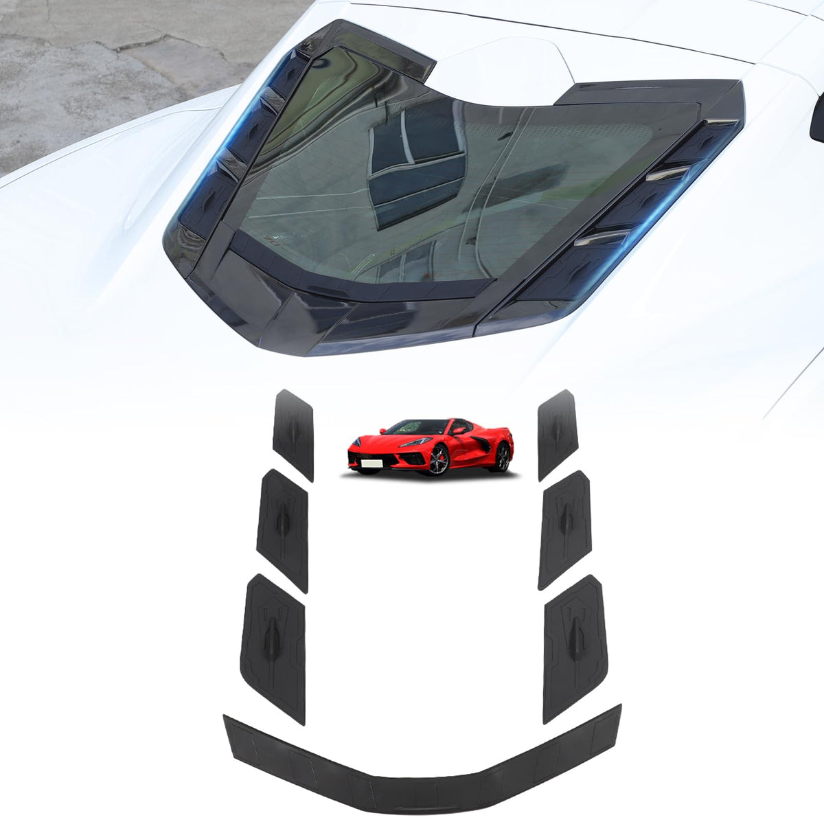 Suetlcoity front view of black rear vent covers showing fit and protection