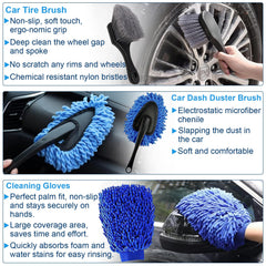 Sufdari wheel brush and tire brush angled to clean rim spokes and sidewalls effectively