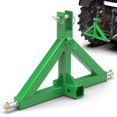 Sulythw front view attached to tractor showing stable connection and quick hookup benefit