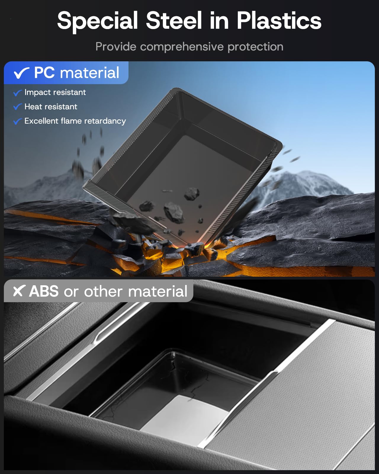 SUMK installed in Tesla Model Y Juniper console for a factory-like seamless fit