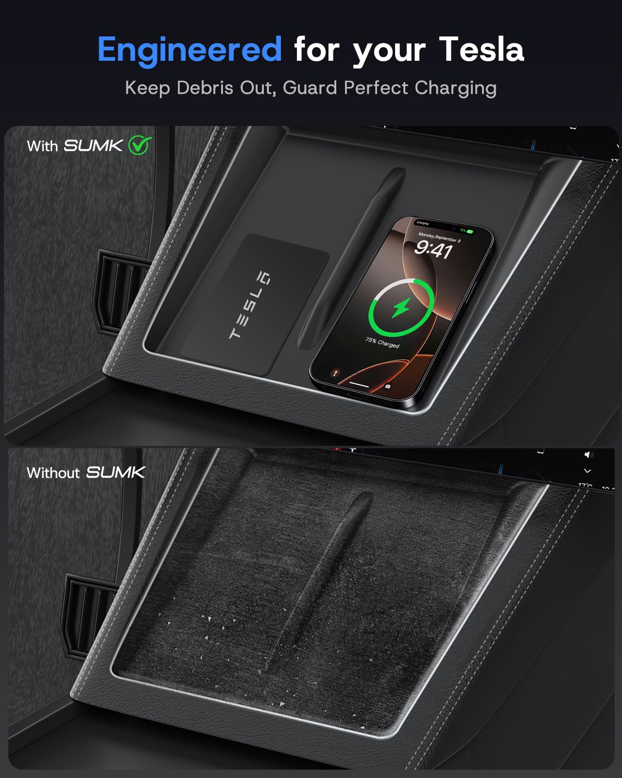SUMK organizer held in hand to show scale and easy drop-in installation
