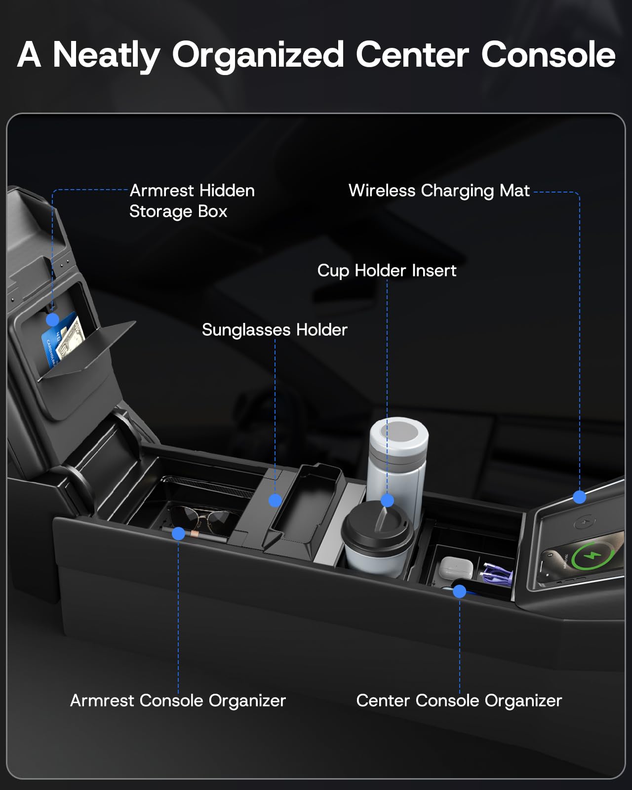 SUMK top-down view showing open dual-layer drawers and organized compartments