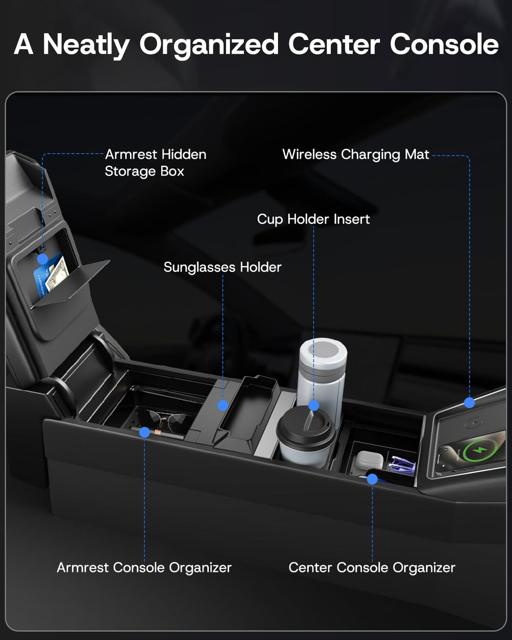 SUMK top-down view showing open dual-layer drawers and organized compartments