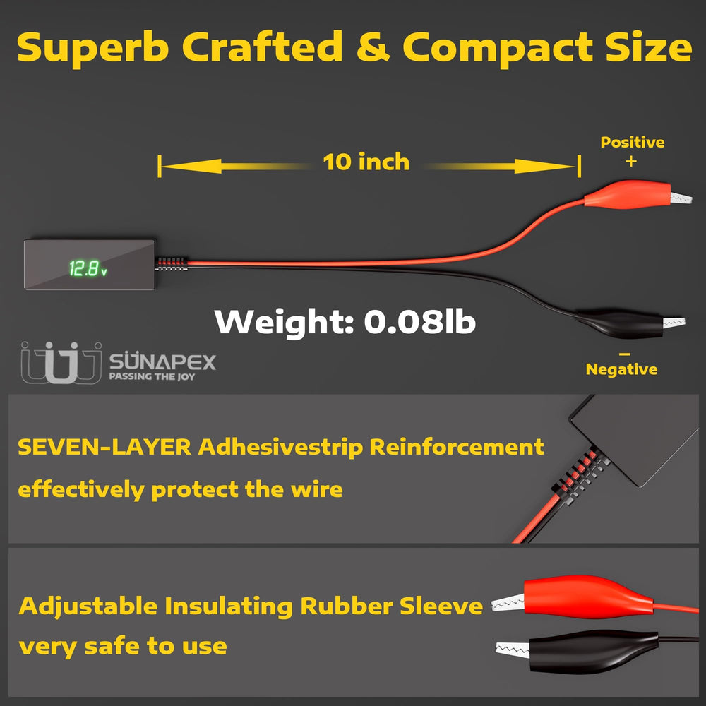 SUNAPEX next to a hand for scale showing portable size that fits glovebox or toolkit
