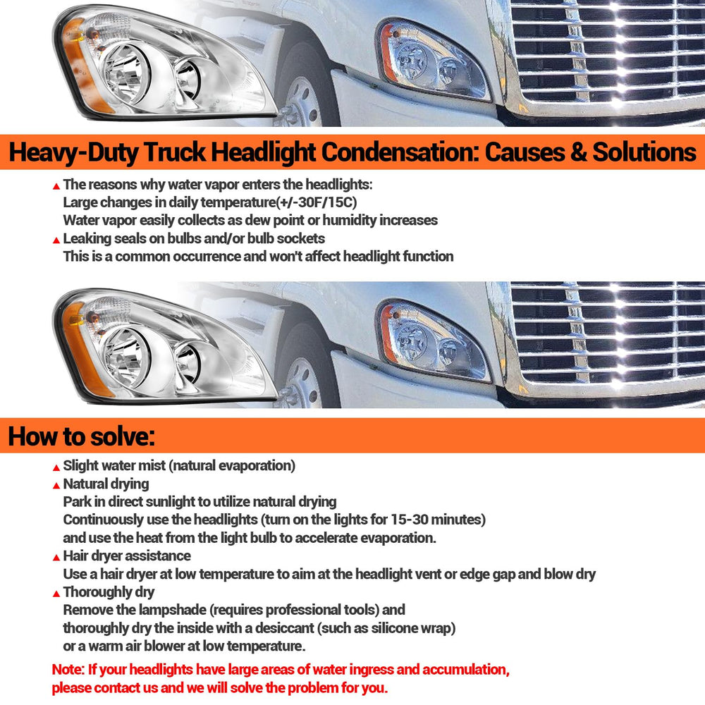Sunhua headlight installed on Freightliner Cascadia illustrating restored front appearance and beam alignment