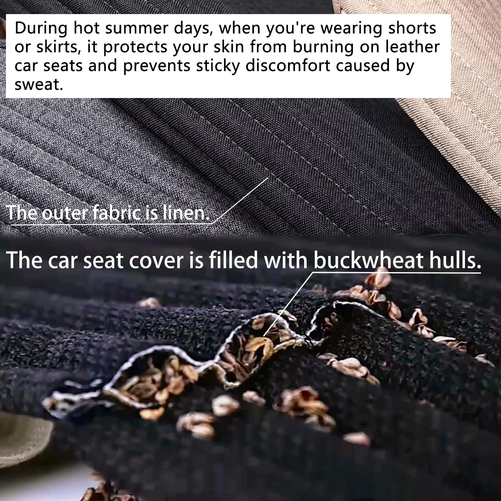 Suninbox buckwheat hull fill detail showing ventilated cushioning