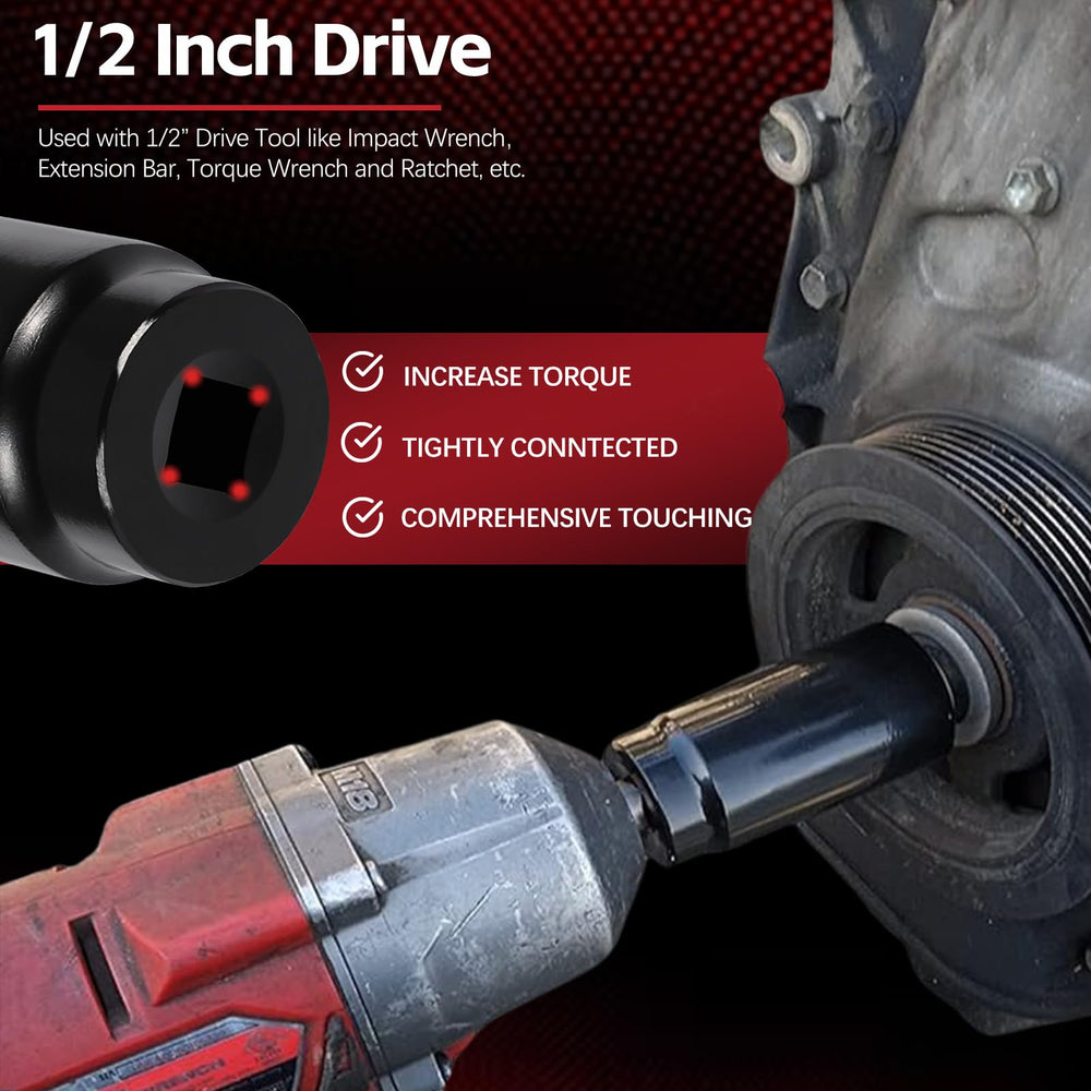 Sunluway 77070 used with impact wrench on crank bolt demonstrating faster harmonic balancer removal