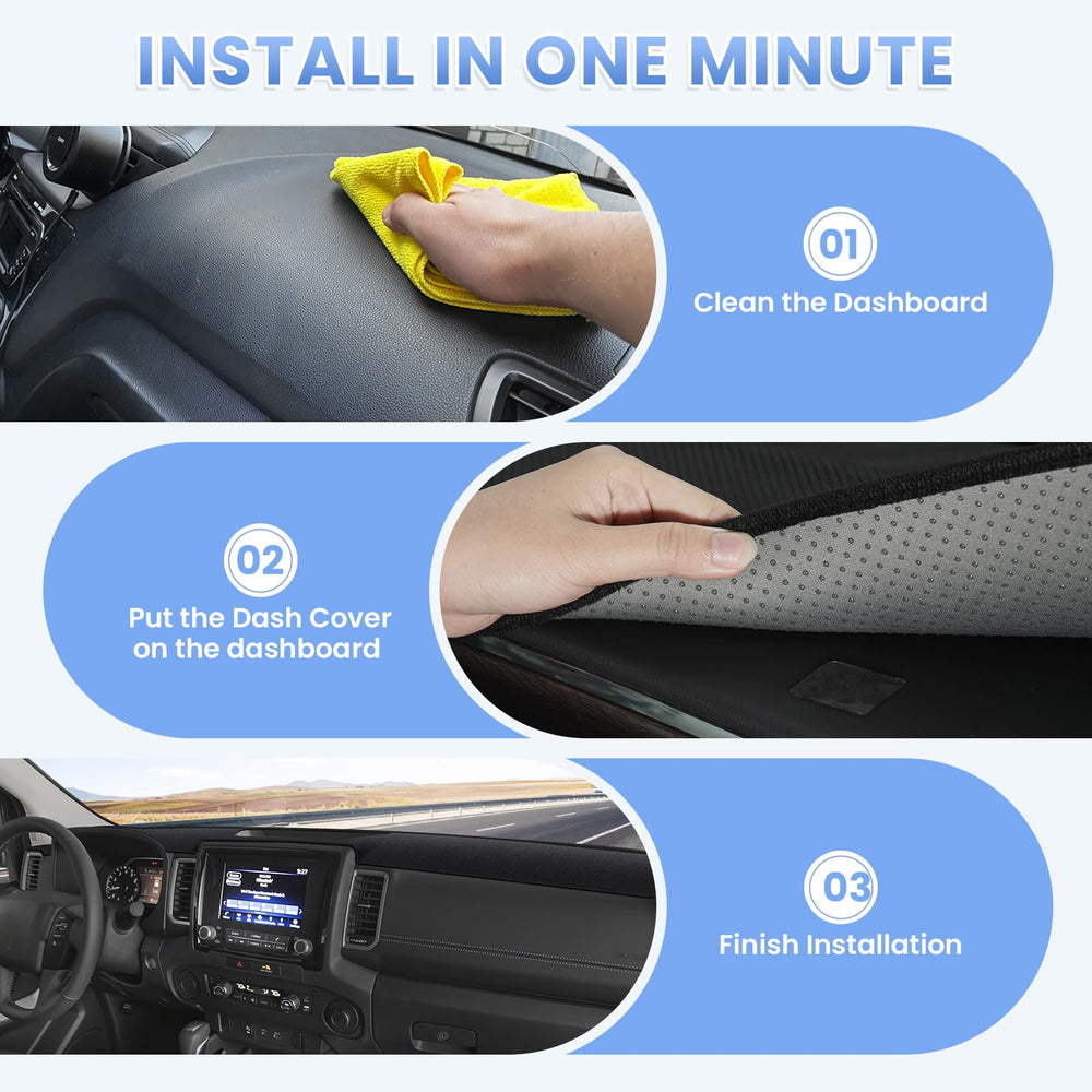 Sunsdrew dash cover in parked Frontier demonstrating sun protection benefit