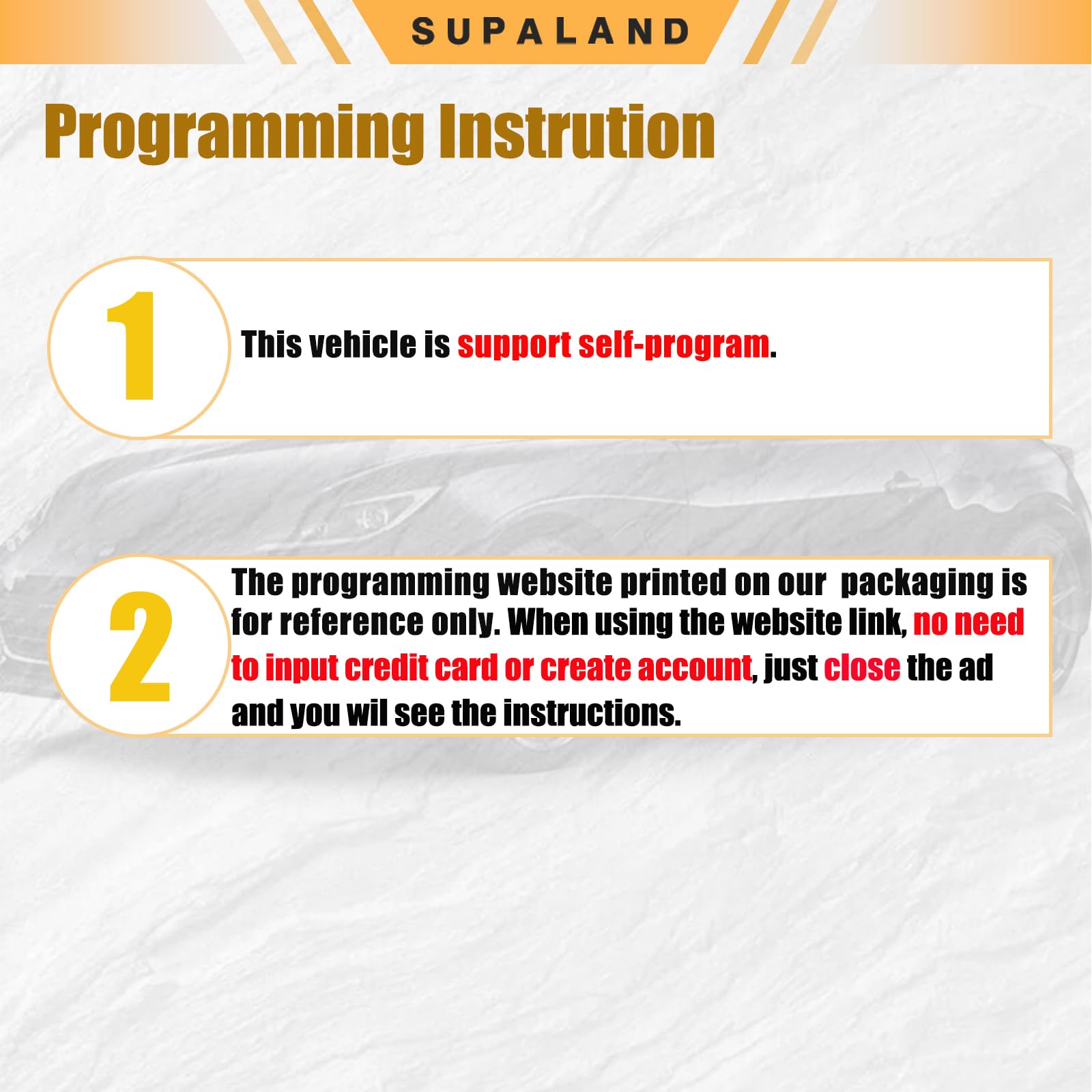 SUPALAND retail packaging with printed programming links aids user setup