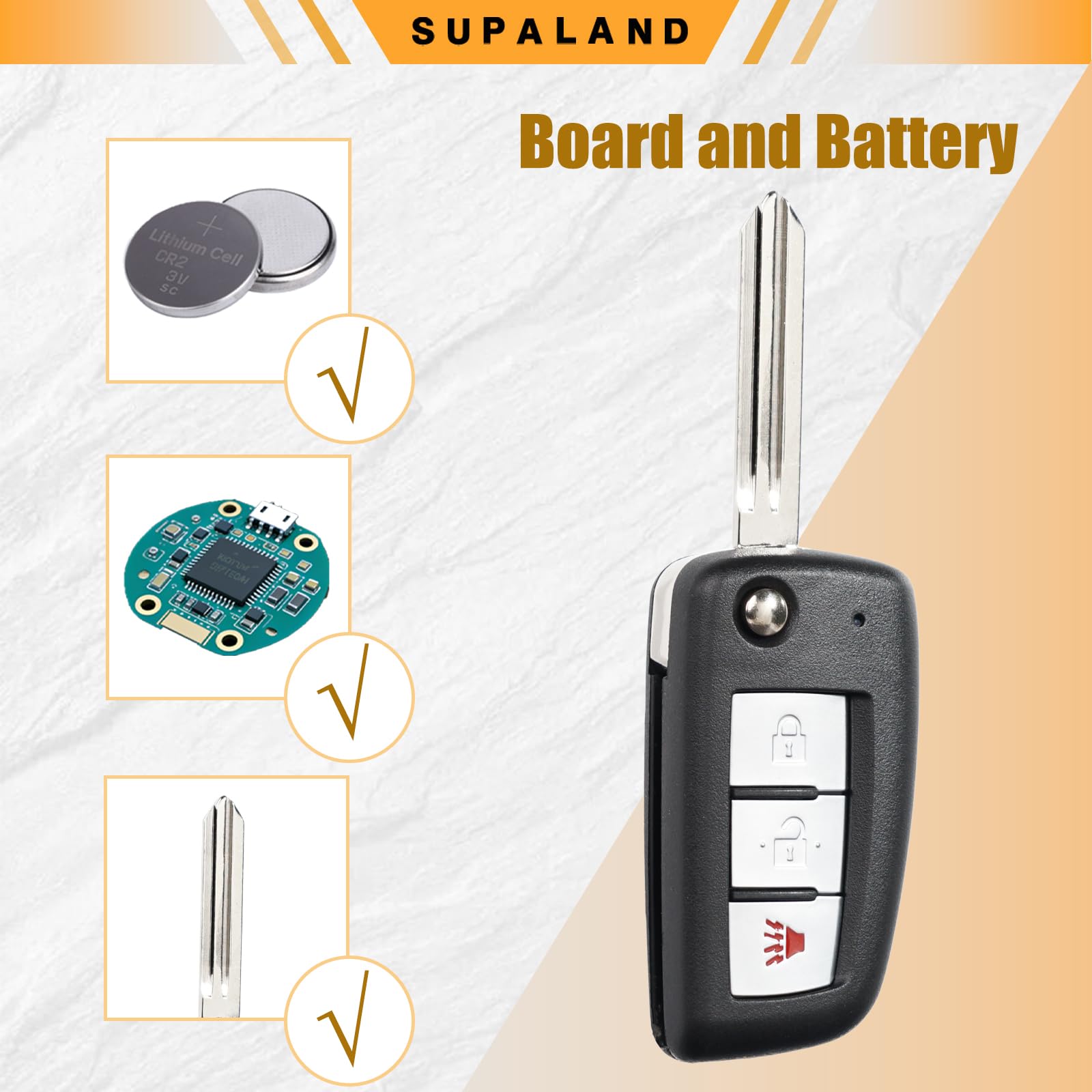 SUPALAND side profile showing slim flip key fob design for pocket-friendly convenience