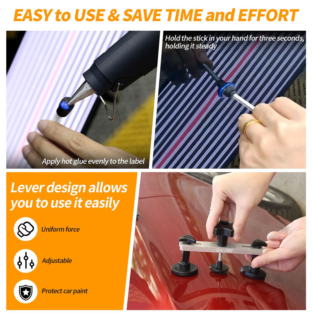 Super PDR 100W hot glue gun with sticks enabling secure tab attachment during pulls