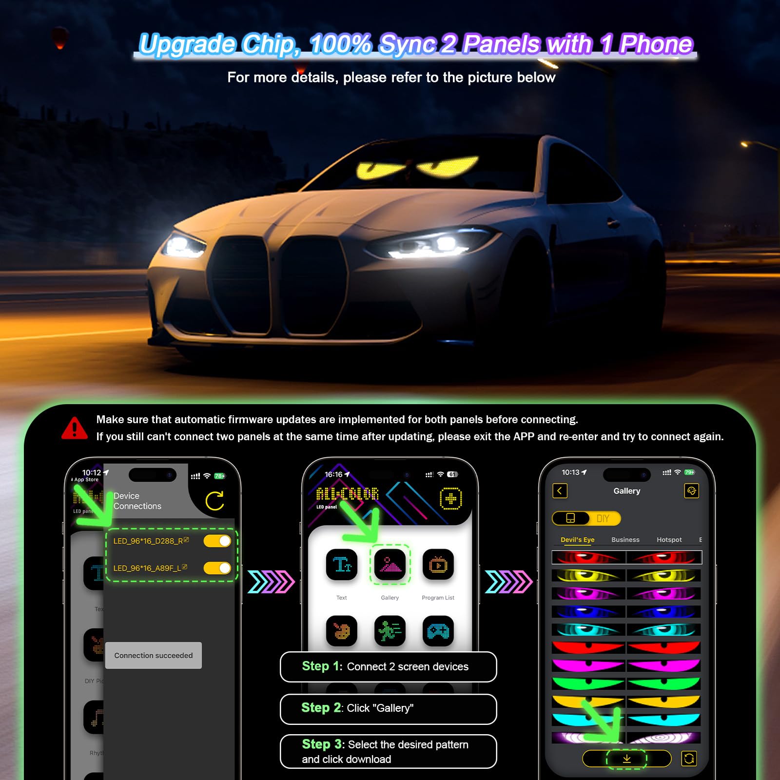 Super RGB installed in car windshield showing animated eyes benefit attention