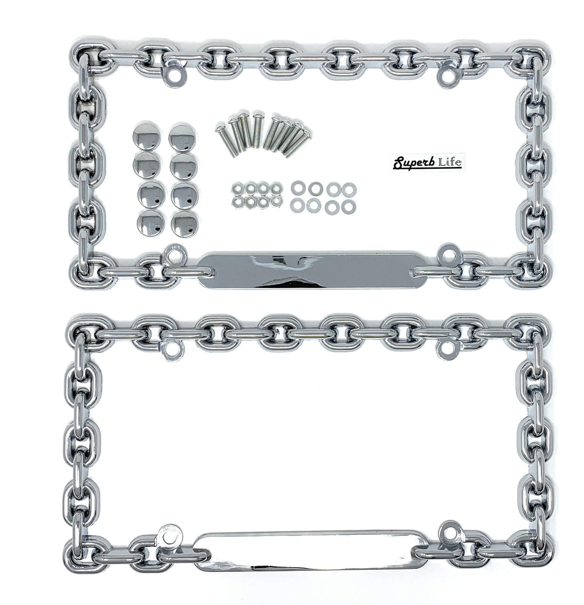 Superb lnf chrome front-view frame adds polished style