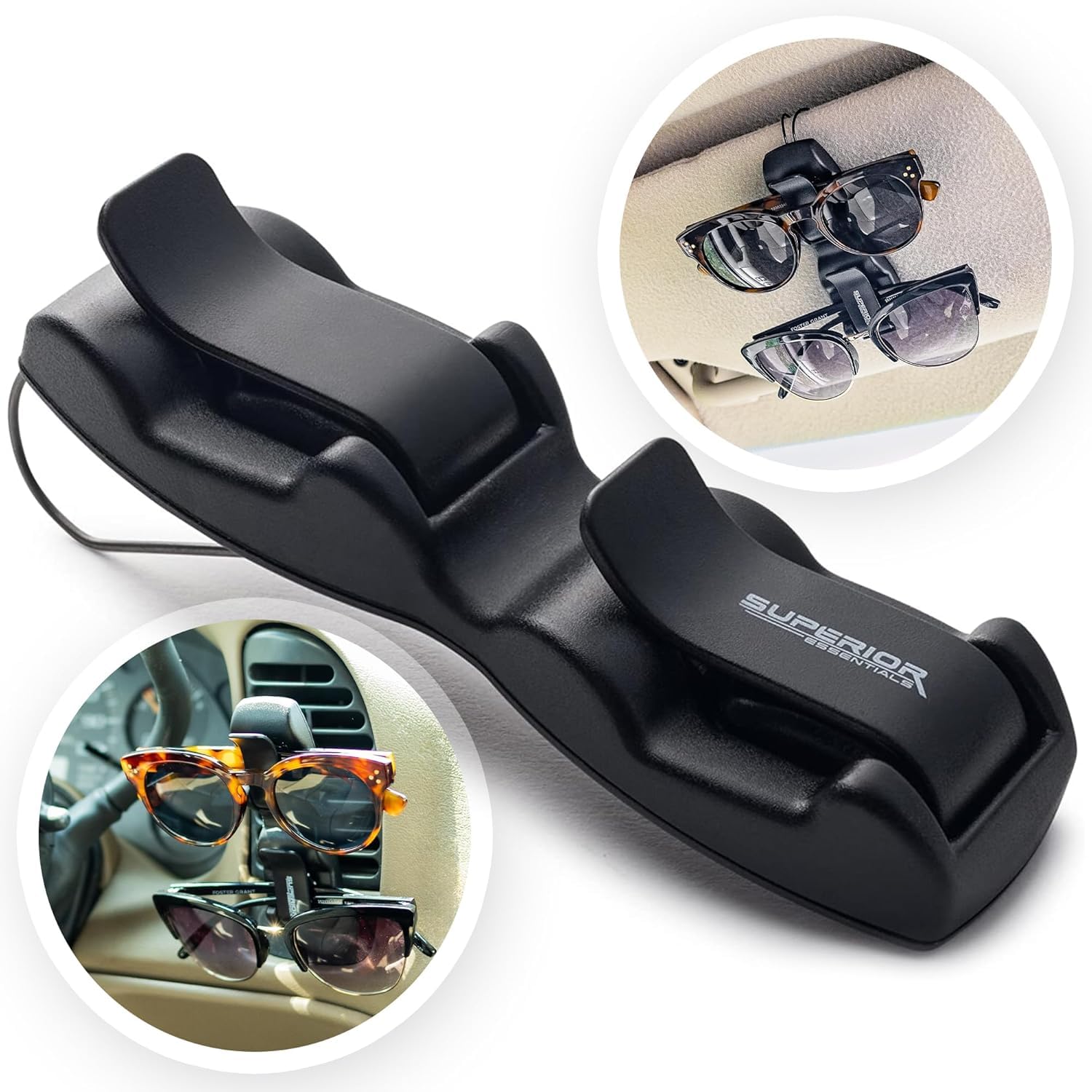 SUPERIOR ESSENTIALS close-up of spring clip mechanism protecting eyewear securely
