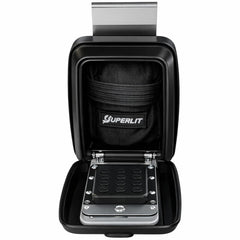 SUPERLIT key fob in pouch held in hand demonstrating secure carry