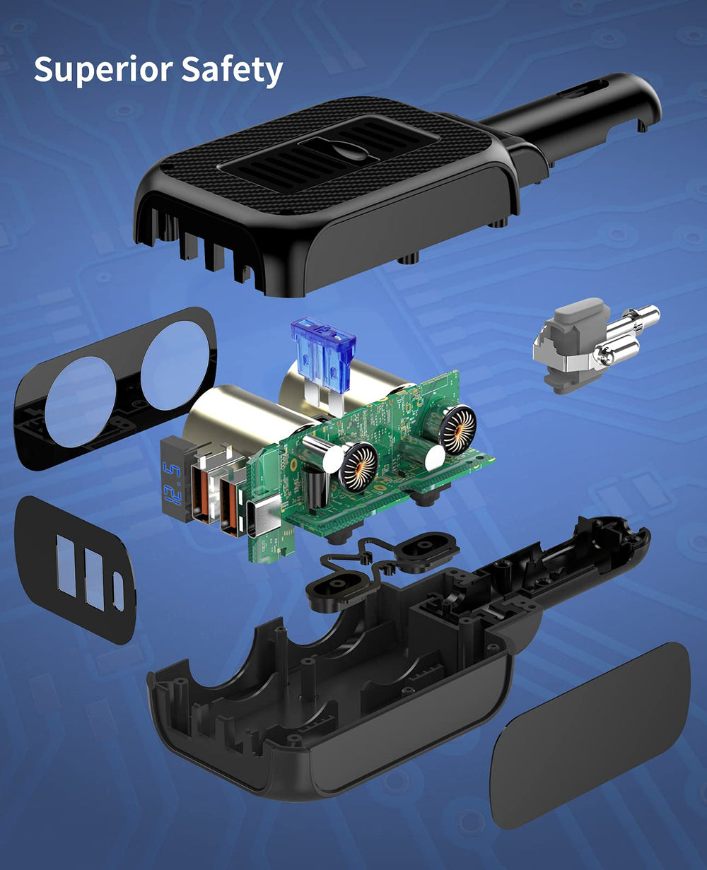 SUPERONE fuse area and silicone plug cover detail for maintenance and secure fit