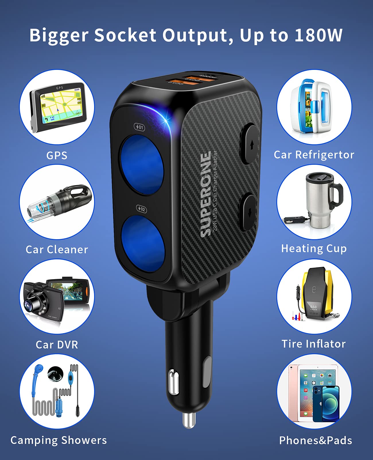 SUPERONE LED voltage display closeup shows real‑time battery monitoring
