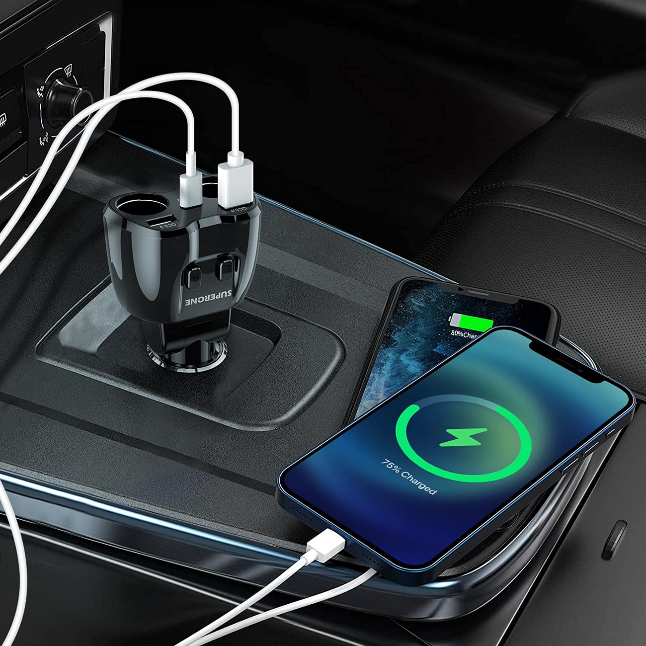 SUPERONE USB-C PD charging a phone fast for efficient on-the-go charging