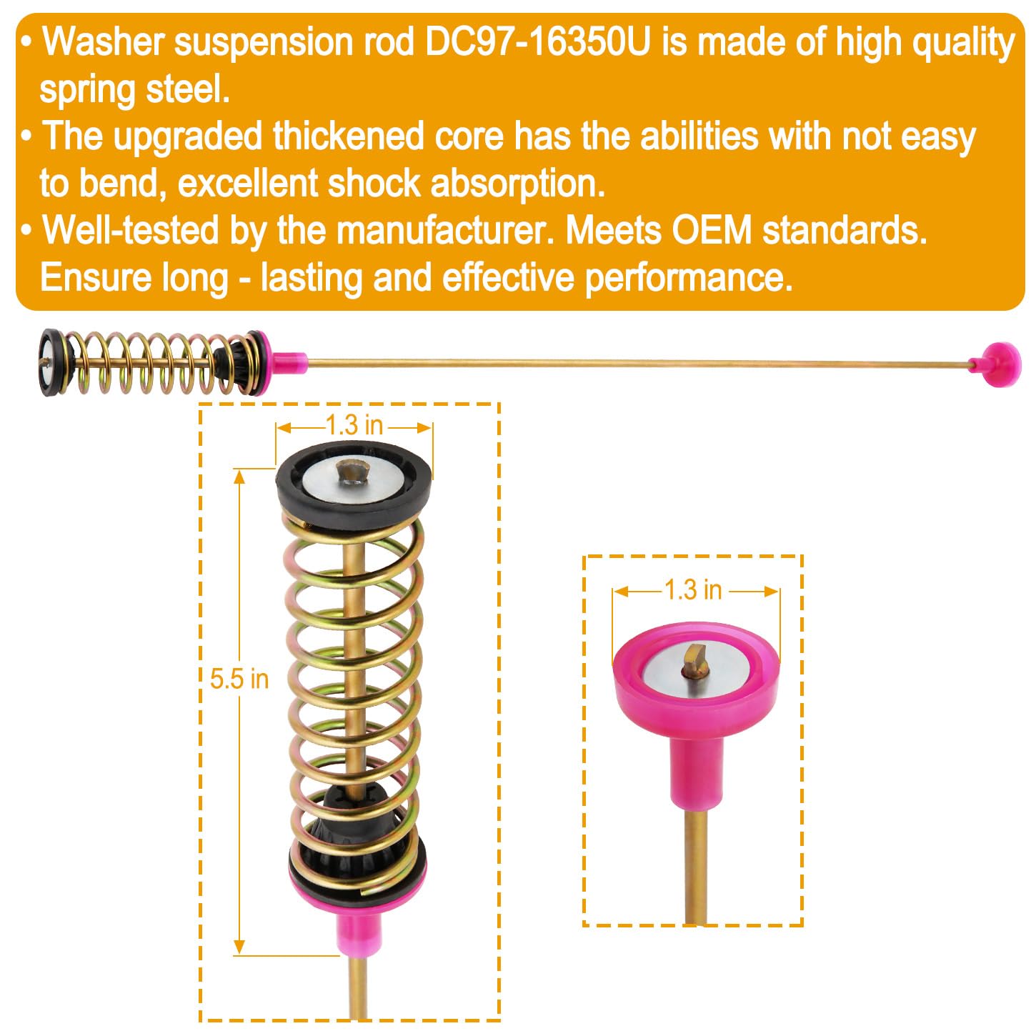SupHomie suspension rods installed in Samsung washer stabilizing tub and reducing vibration