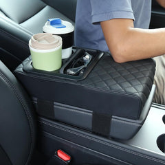 Supin front view of console topper showing sleek faux leather and ergonomic profile for comfort