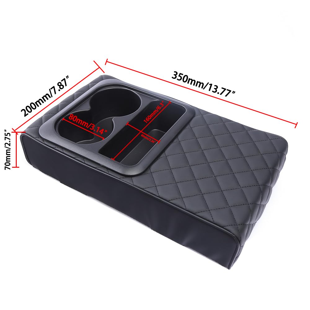 Supin size comparison with phone showing storage tray fit for smartphones and sunglasses