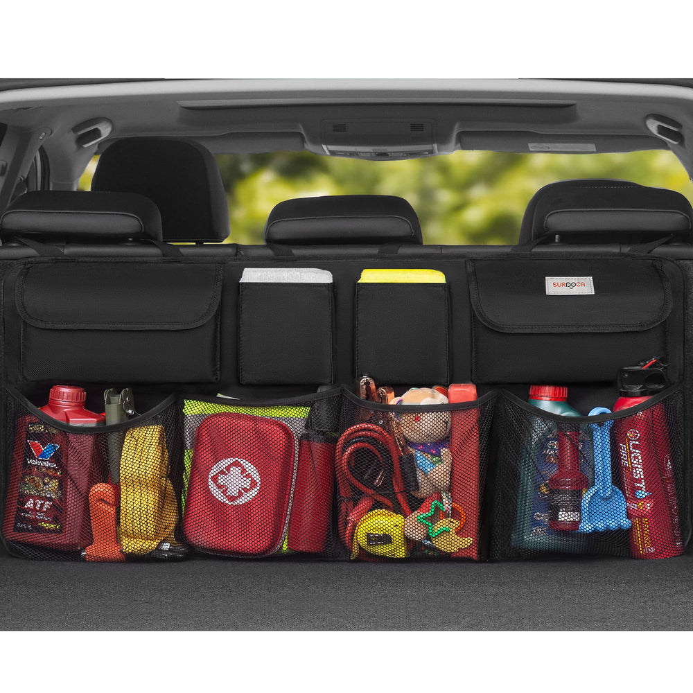 SURDOCA front view showing eight pockets and large capacity for neat storage