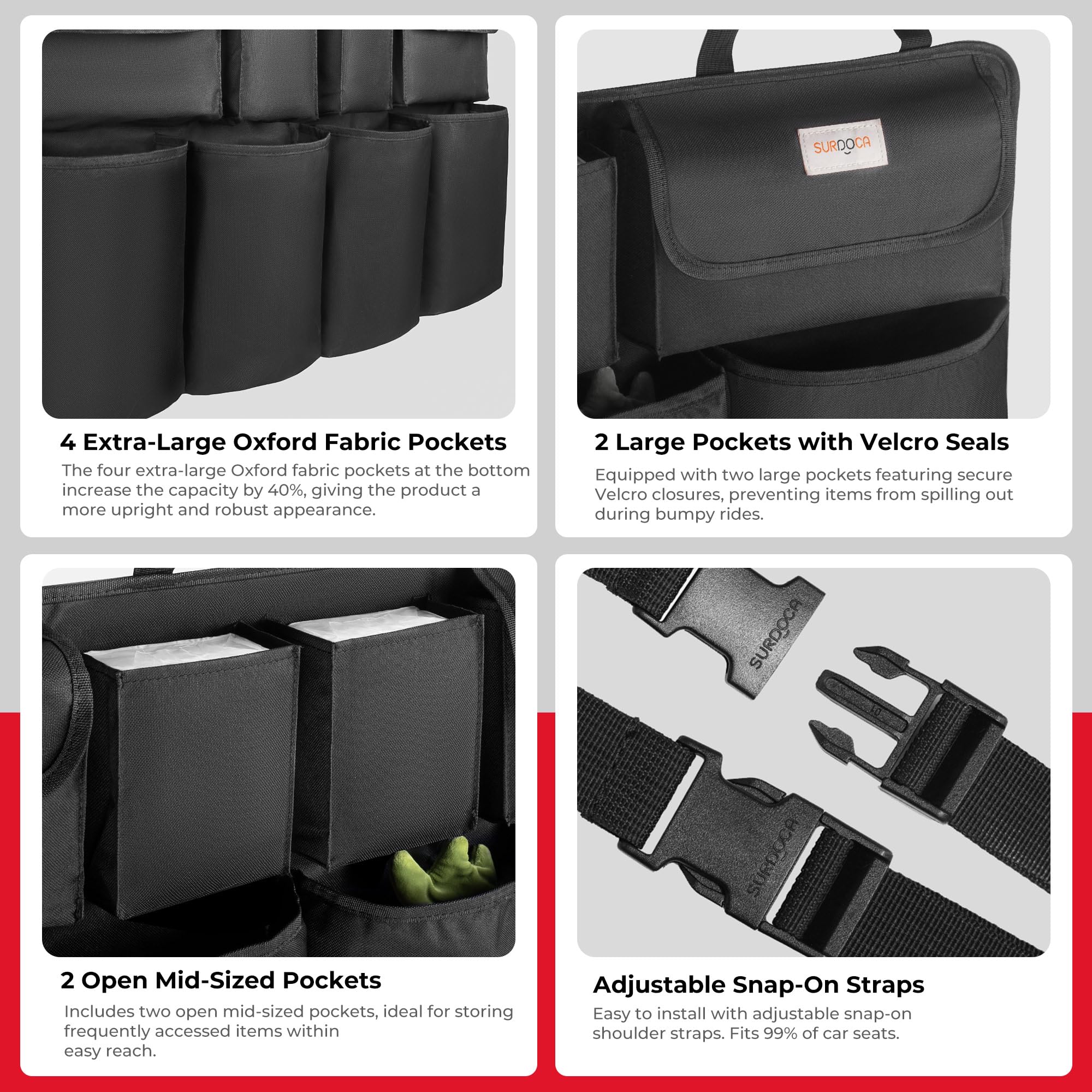 SURDOCA next to grocery bags showing scale and organized storage benefit