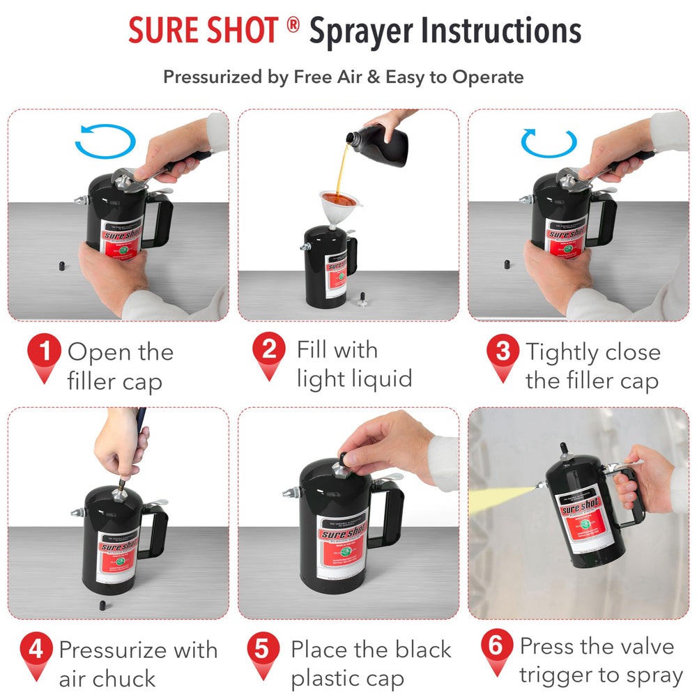 SURE SHOT spraying degreaser on engine part to show effective shop use