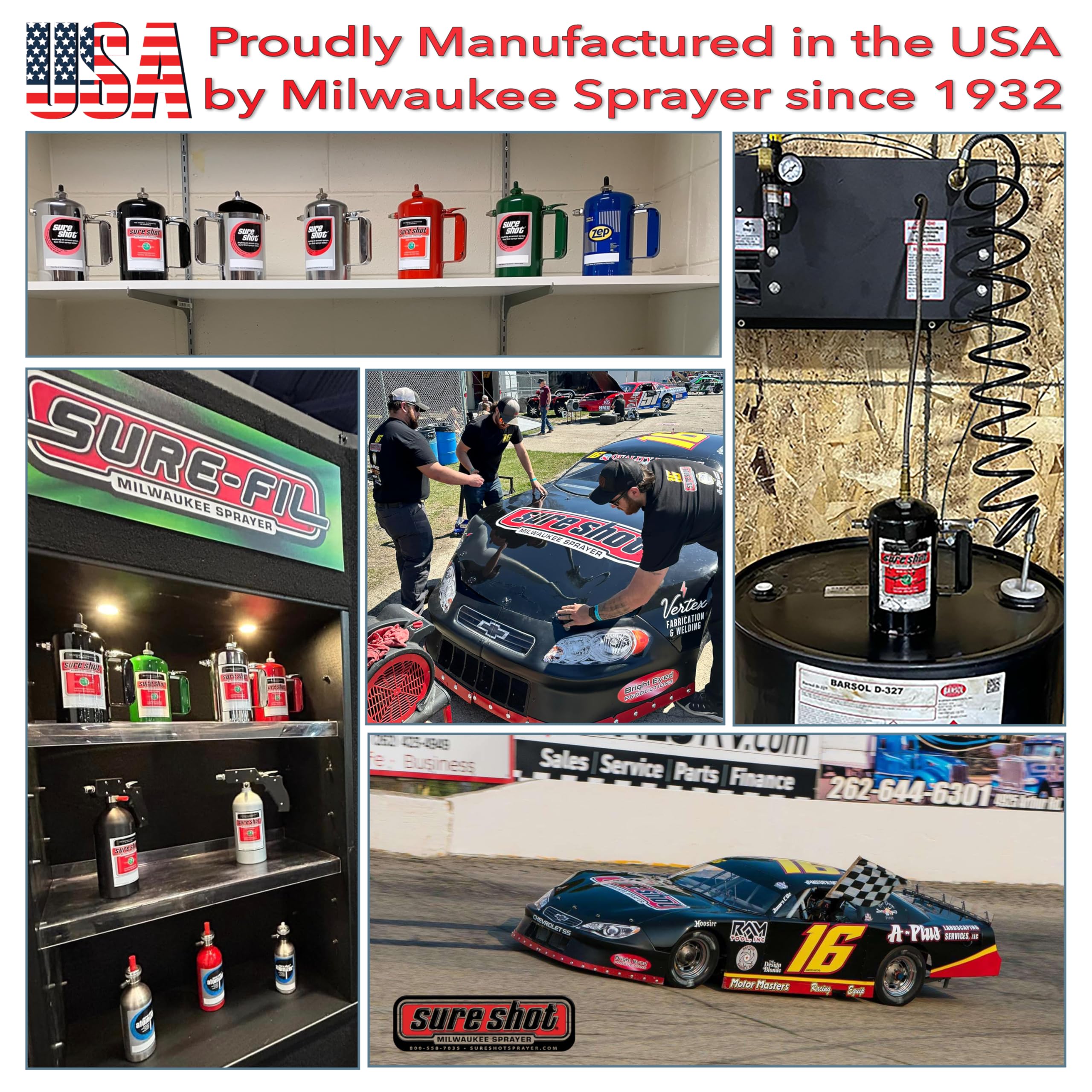SURE SHOT label and made-in-USA mark emphasizing factory origin and build quality