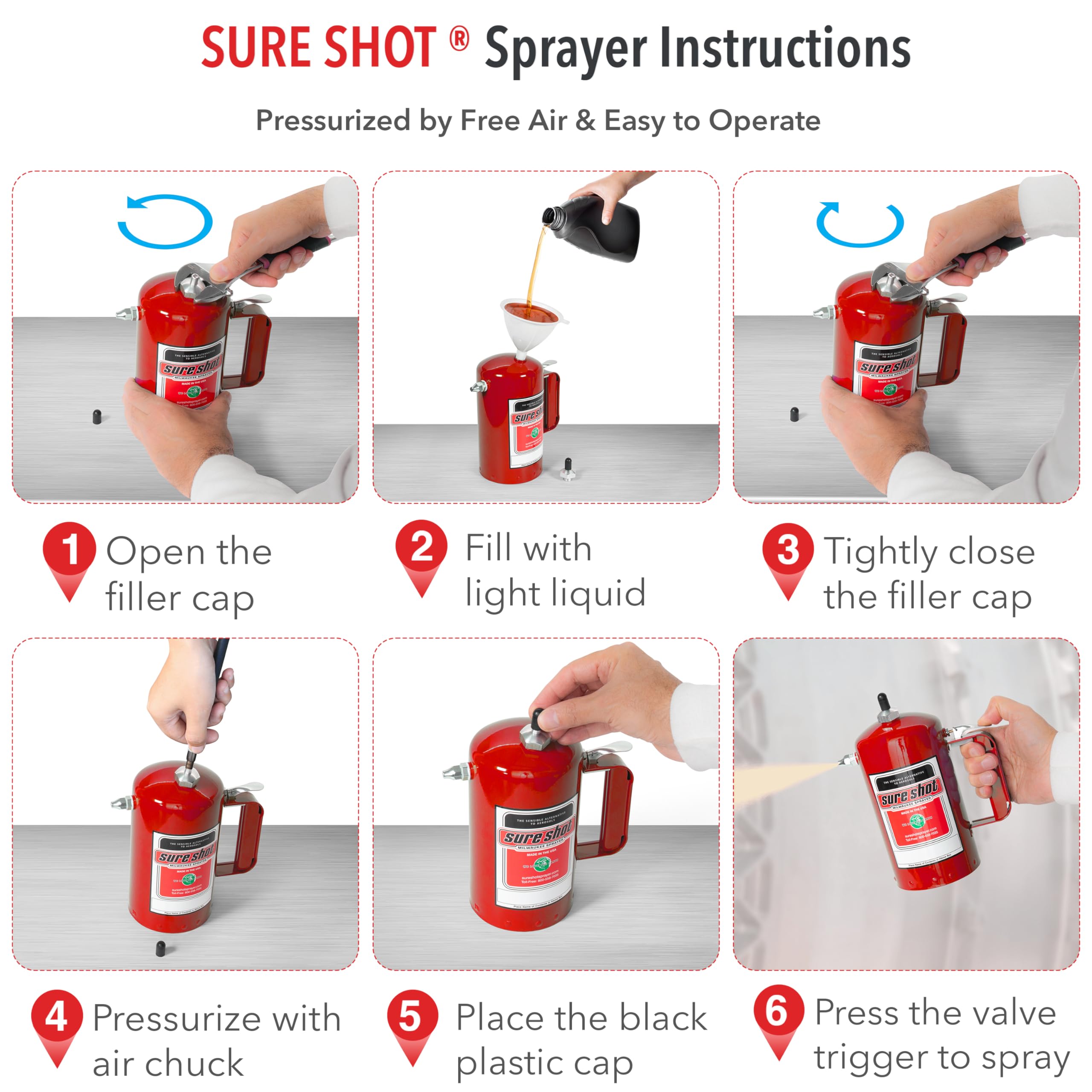 SURE SHOT mist spray in use cleaning parts showing efficient coverage benefit