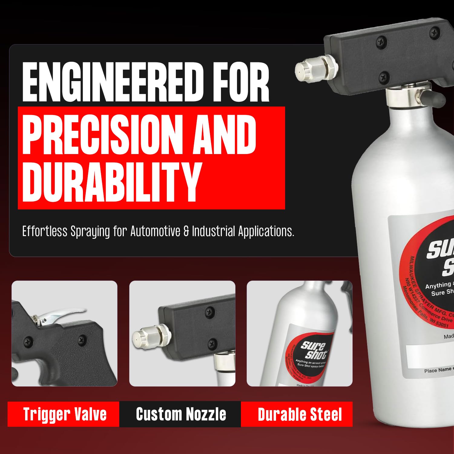SURE SHOT anodized aluminum finish detail resisting rust for long-lasting durability