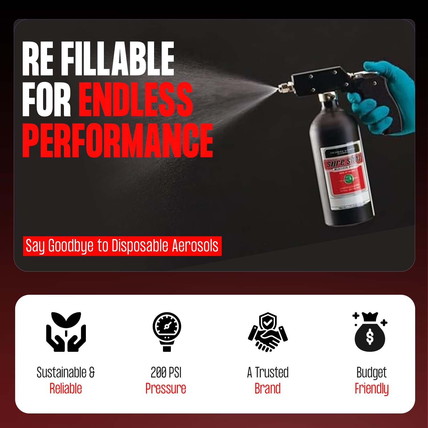 SURE SHOT sprayer in use applying cleaner for controlled, targeted applications
