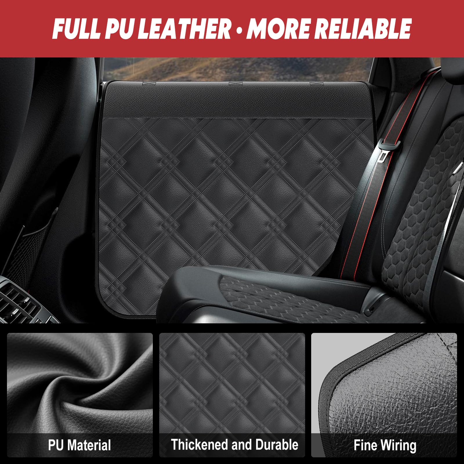 Surfcabin installed in a sedan door protecting panel from paws