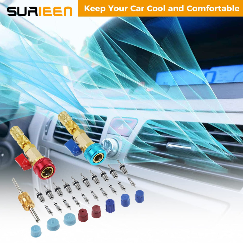SURIEEN tool attached to car AC port demonstrating quick core removal