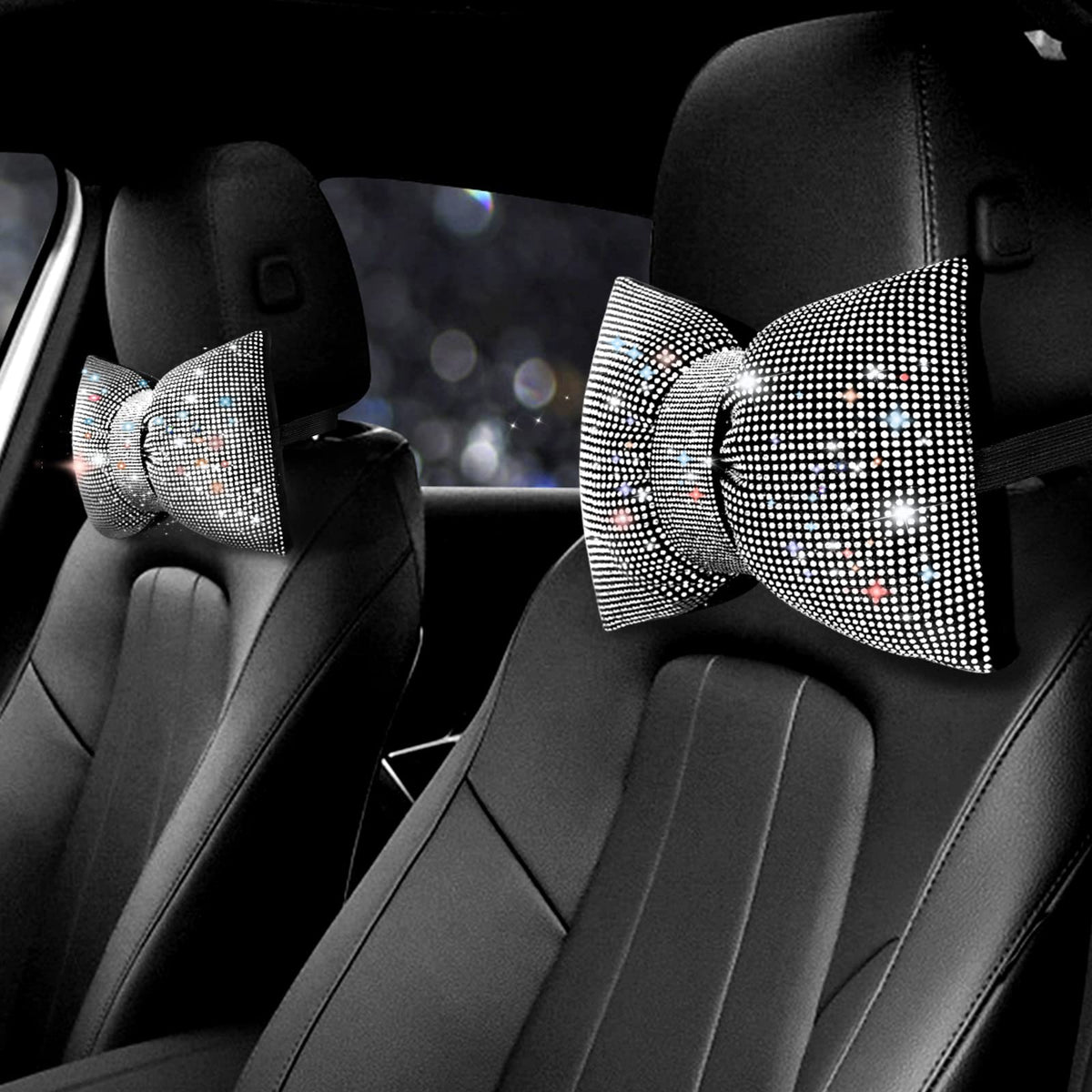 surpassme front view silver white headrest pillows showing elegant sparkle and comfort