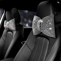 surpassme front view silver white headrest pillows showing elegant sparkle and comfort