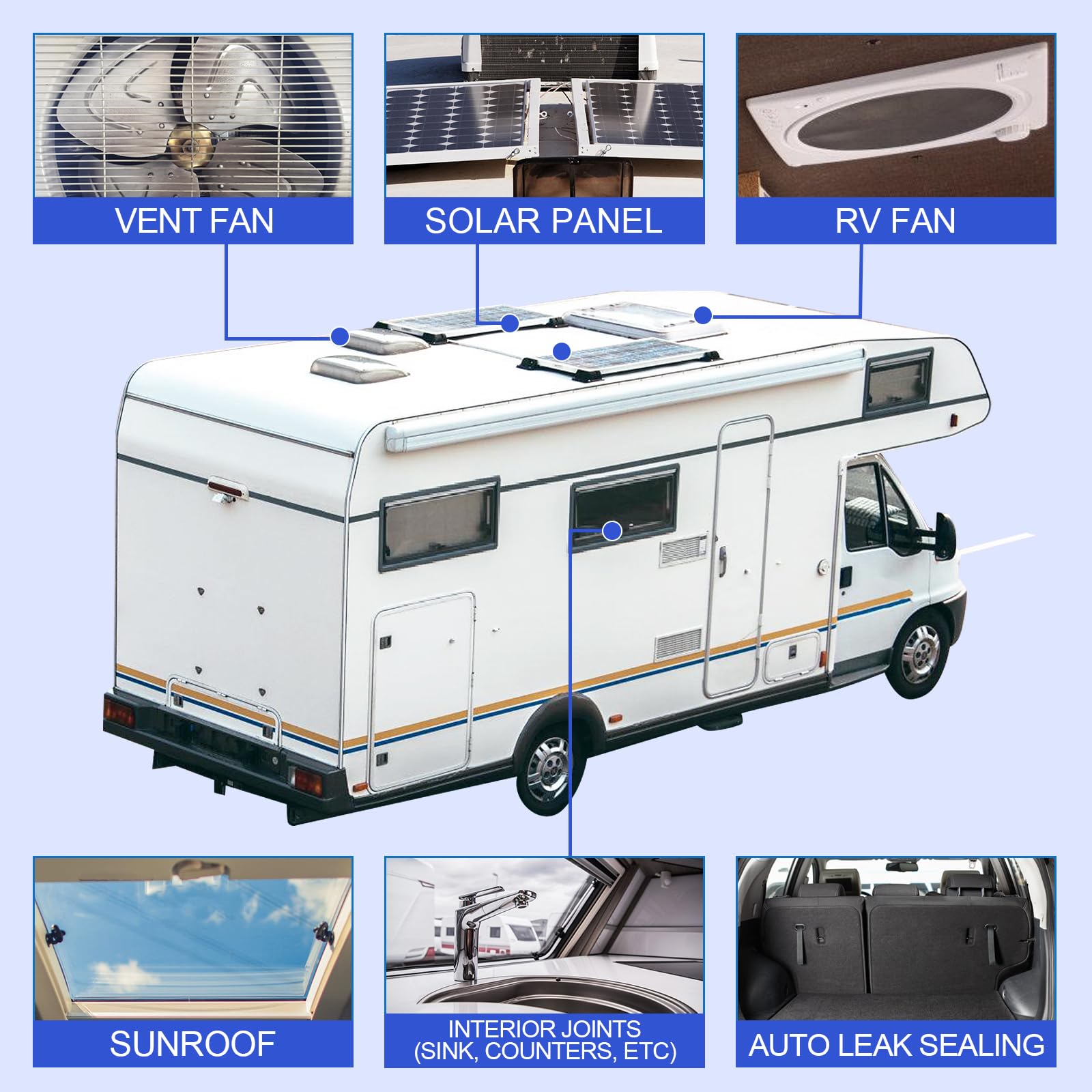 Survol being applied around an RV vent to prevent leaks